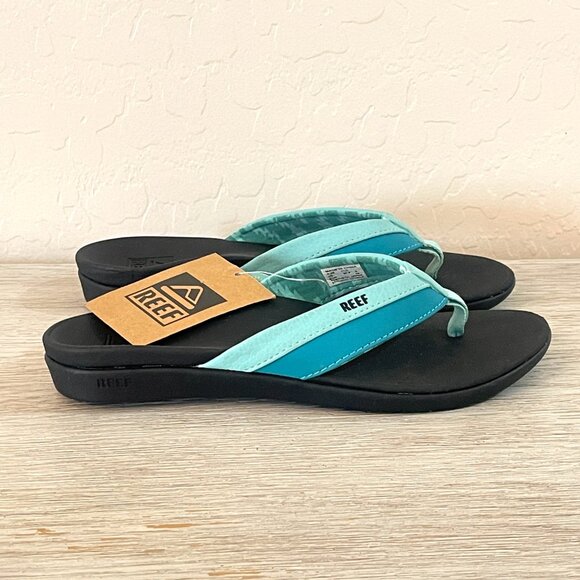 New Reef Sandals 6 Ortho Bounce Aqua Turquoise Blue Thong Flip Flops NWT - Picture 6 of 12